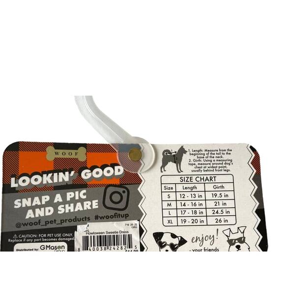 Dog Halloween Costume Dress w/Hair Clip L *NWT - Picture 4 of 6